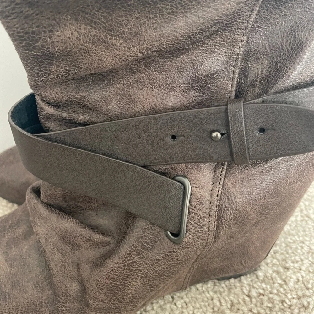 Aldo Dark Brown Wedge Boots Size 8.5